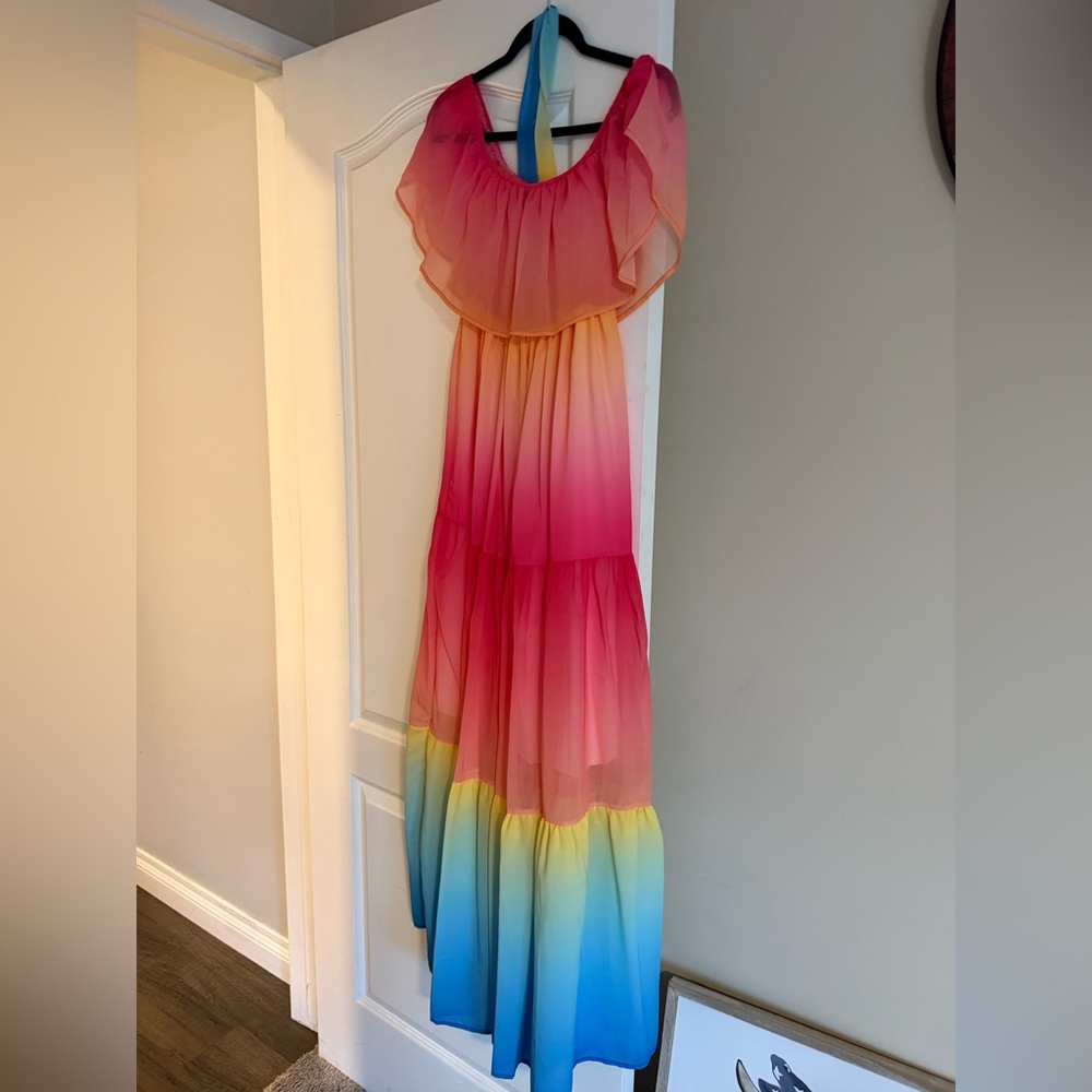 Off Shoulder Rainbow Dress